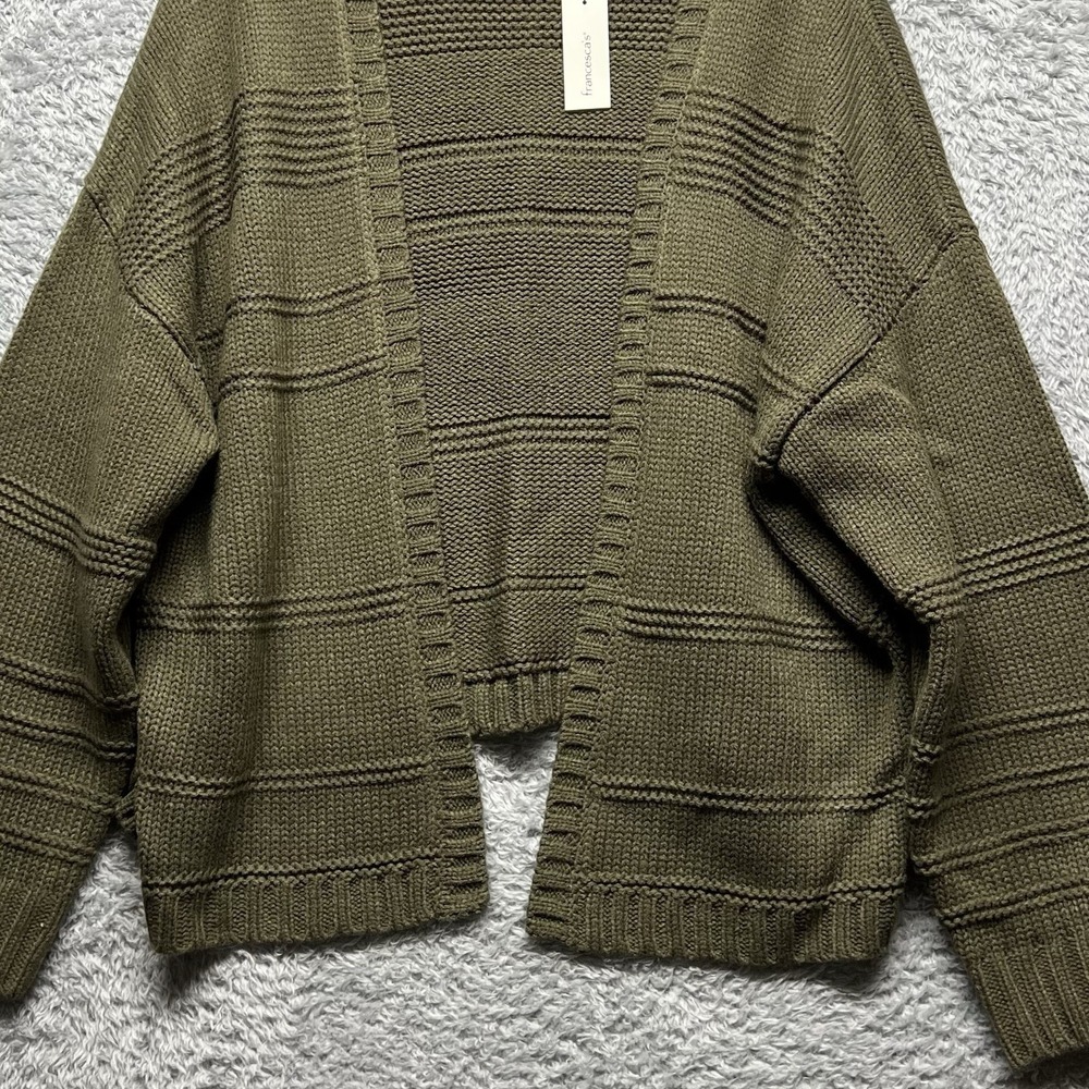 Harper Sweater‎ Cardigan Womens Large Olive Green Open Front Relaxed Francesca - Picture 2 of 12